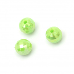 Faceted Bead ball 8 mm hole 2 mm faceted rainbow color green -20 grams ~ 80 pieces