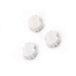 Margele solida figura  12x13,5x7 mm gaură 4 mm culoare alb -50 grame ~ 75 bucăți