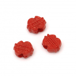 Bead  figure 12x13.5x7 mm hole 4 mm color red -50 grams ~ 75 pieces