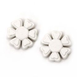 Bead  flower 20x5 mm hole 2 mm white -50 grams ~ 33 pieces