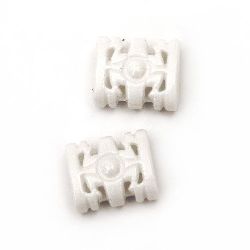 Openwork Rectangular Plastic Bead, 16x14x8 mm, Hole: 5x10 mm, White -50 grams ~ 65 pieces