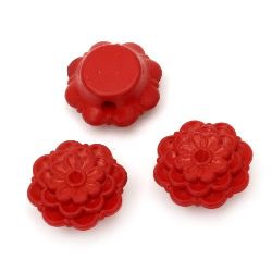 Bead solid flower 15x7 mm hole 2 mm red -50 grams ~ 70 pieces