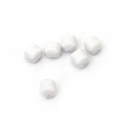 Bead solid stone 9x9 mm hole 1 mm white -50 grams ~ 110 pieces