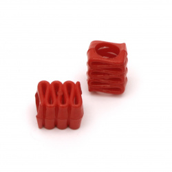 Bead solid figure 14x12x10 mm hole 7 mm color red -50 grams ~ 60 pieces