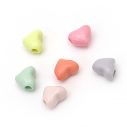 Bead solid heart 15x13x10 mm hole 4 mm MIX -50 grams ± 52 pieces