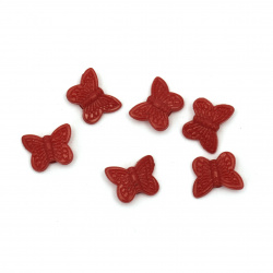 Plastic Butterfly Bead for DIY Accessories and Decoration, 14x11x4 mm, Hole: 2 mm, Red -20 grams ~ 80 pieces