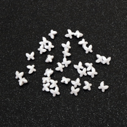 Solid Butterfly Bead / 8x7x5 mm,  Hole: 1 mm / White - 50 grams ~ 450 pieces