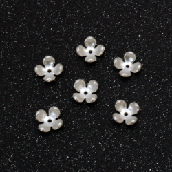 Acrylic Flower Bead Caps with Pearl Finish / 10x4 mm, Hole: 1 mm / Cream - 10 pieces
