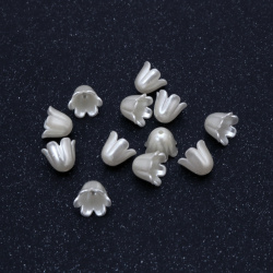 Perla capac mărgele 9x10 mm gaură 1 mm culoare crem - 50 buc