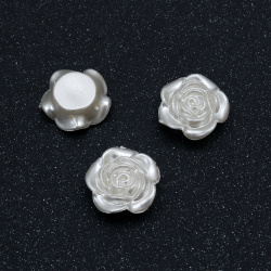 Buton trandafir perlat 24x9 mm cu 4 gauri x 2 mm culoare alb -20 grame ~8 bucati