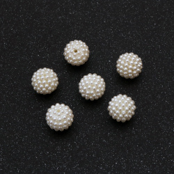 Acrylic Faux Pearl Berry Beads / 14x14 mm, Hole: 1 mm / Cream  - 20 grams ~ 22 pieces