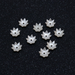 Imitation Pearl Flower Bead Caps /  10x3.5 mm, Hole: 1 mm / Cream color - 50 pieces
