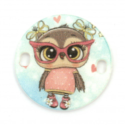 Connecting Element for Children's Accessories / Owl, 25x2 mm, Hole: 2x3 mm - 5 pieces