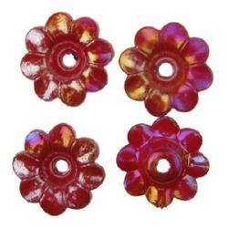 Flower tight 20x20x8 mm hole 4 mm RAINBOW red -50 grams ~ 69 pieces