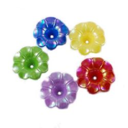 Stoc epuizat. Primeste notificare pe email cand produsul revine in stoc Floare solida CURCUBEU 20x20x8 mm gaură 4 mm MIX -50 grame