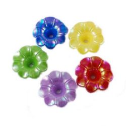 Flower tight RAINBOW 31x31x11 mm hole 4 mm MIX -50 grams ~ 27 pieces