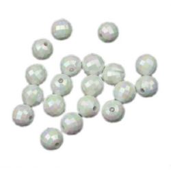 Plastic Solid Multi-walled Ball Bead / 8 mm, Hole: 1.5 mm / White RAINBOW - 20 grams ~72 pieces