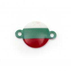 Acrylic Bead Connector, Round with Print - Bulgarian Banner  24x16x3 mm, hole 2 mm - 10 pieces