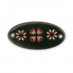 Plastic Connector Bead with EMBROIDERY, 30x15x2 mm, Hole: 2 mm -10 pieces