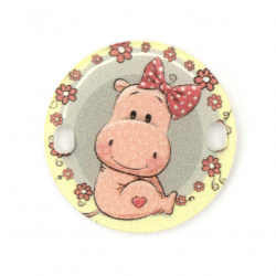 Cute Round Link Element for Children Accessories / Hippo, 25x2 mm, Hole: 2x3 mm -5 pieces
