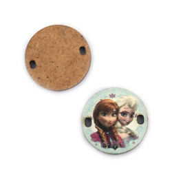 Printed Link Tile for Children Accessories / Elsa and Anna, 25x2 mm, Hole: 2x3 mm - 5 pieces