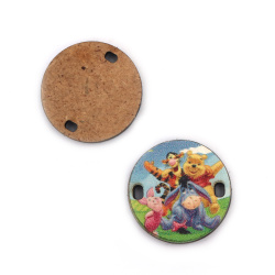 Printed Link Circle Element / Winnie the Pooh, 25x2 mm, Hole: 2x3 mm - 5 pieces
