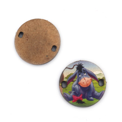 Cartoon Link Tile with Print / Eeyore, 25x2 mm, Hole: 2x3 mm - 5 pieces