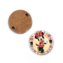 Cute Connecting Circle Element  / Minnie Mouse, 25x2 mm, Hole: 2x3 mm - 5 pieces