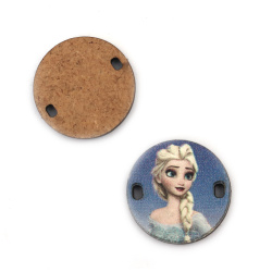 Circle Link Connector Element made of MDF, Princess Girl, 25x3 mm, Hole: 2x3 mm - 5 pieces