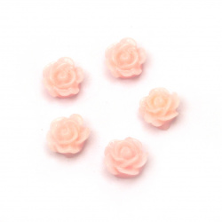 Мънисто резин тип кабошон роза 6x3 мм цвят розов -20 броя