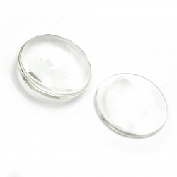 Bead for gluing glass type cabochon hemisphere 30x7 mm transparent -5 pieces