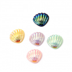 Resin bead type cabochon seashell 21x19 mm rainbow assorted colors - 10 pieces