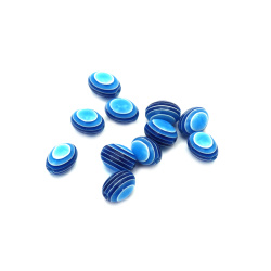 Striped Oval Bead / 12x9 mm / Blue - 50 pieces