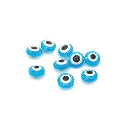 Evil Eye Bead, Light Blue, 10x6 mm, Hole: 1 mm - 20 pieces