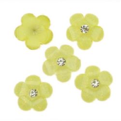 Margele pentru lipire tip cabochon 12 mm floare pietricică galben -10 bucăți