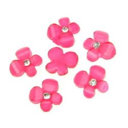 Margele pentru lipire de tip cabochon de 12 mm fluture cu pietricele ciclamina -10 bucăți