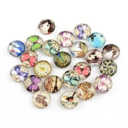 Margele pentru lipire din sticlă de tip cabochon emisferă 10x4 mm ASSORTAT -10 bucăți