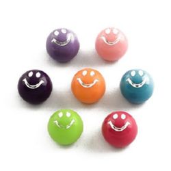 Beads for gluing cabochon type smile 12 x 10 mm MIX