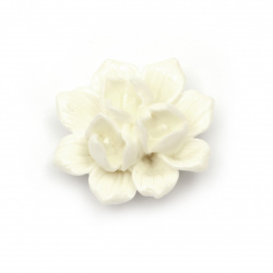 Acrylic resin flower cabochon 39x17 mm color white - 2 pieces