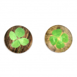 Cabochon Beads for glas, Half Round for Gluing, DIY, Clothes, Jewellery  hemisphere 22x6 mm clover -5 pieces