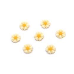 Mărgea din rășină tip cabochon floare margaretă 9x3 mm, culoare crem - 20 buc