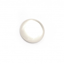 Мънисто резин тип кабошон имитация седеф кръг 20x5 мм цвят бял -5 броя