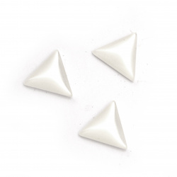 Acrylic resin triangle cabochon, imitation mother of pearl   12x11x3.5 mm color white - 10 pieces