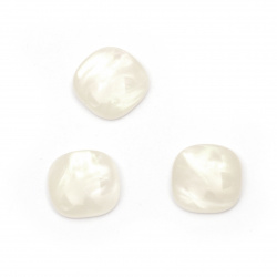 Cauciuc  mărgele tip imitație de cabochon de perle 12x12x4 mm culoare alb -10 bucăți