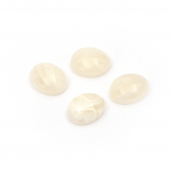 Acrylic resin ellipse cabochon, imitation mother of pearl  8x6x3.5 mm color cream - 20 pieces