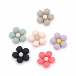 Acrylic resin flower cabochon 14x5 mm pastel mix - 10 pieces