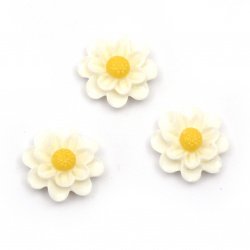 Acrylic resin flower cabochon 14x5 mm color white - 10 pieces