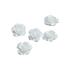 Acrylic resin flower cabochon 15x7 mm color white - 10 pieces