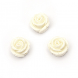 Acrylic resin rose cabochon 12x6 mm color white - 10 pieces