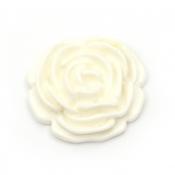 Acrylic resin rose cabochon 34x11 mm color white - 2 pieces